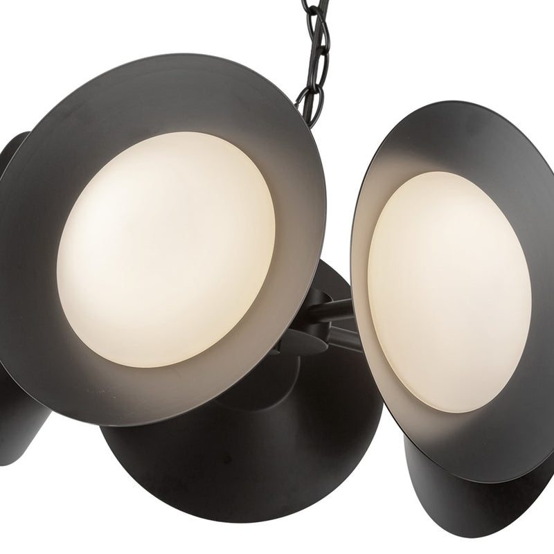 Kuzco Cleo 16" LED Chandelier, Black/Opal Glass/Steel Shade