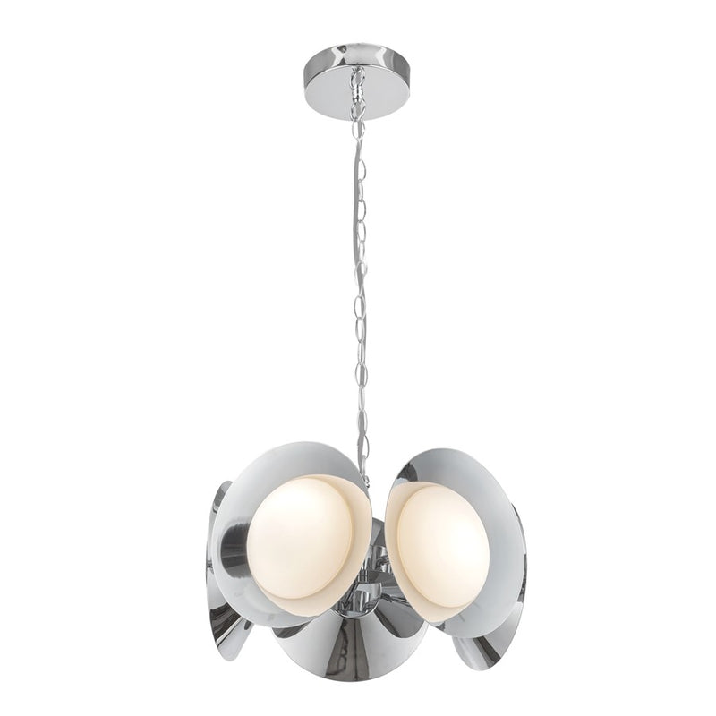 Kuzco Cleo 16" LED Chandelier, Chrome/Opal Glass/Steel Shade - CH77916-CH-OP-UNV