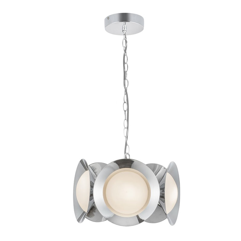 Kuzco Cleo 16" LED Chandelier, Chrome/Opal Glass/Steel Shade
