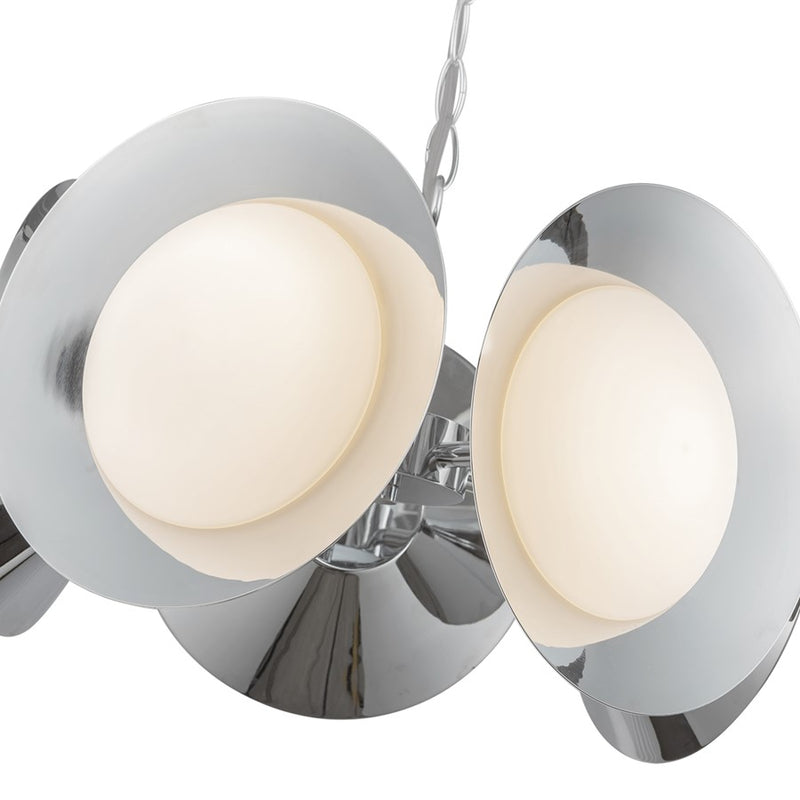 Kuzco Cleo 16" LED Chandelier, Chrome/Opal Glass/Steel Shade