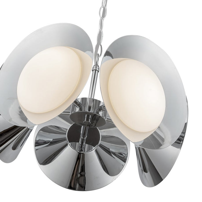 Kuzco Cleo 16" LED Chandelier, Chrome/Opal Glass/Steel Shade