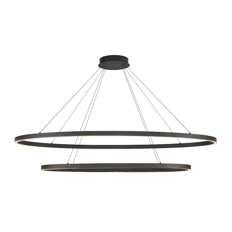 Kuzco Ovale 2-Layer LED Chandelier | Modern Black Aluminum and White Silicone Diffuser | Dining Room & Living Room | 5600lm 3000K | Model CH79253-BK