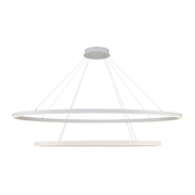 Kuzco Ovale 28in 2-Layer LED Chandelier | Modern White Aluminum and White Silicone Diffuser | Dining Room & Living Room | Model CH79253-WH