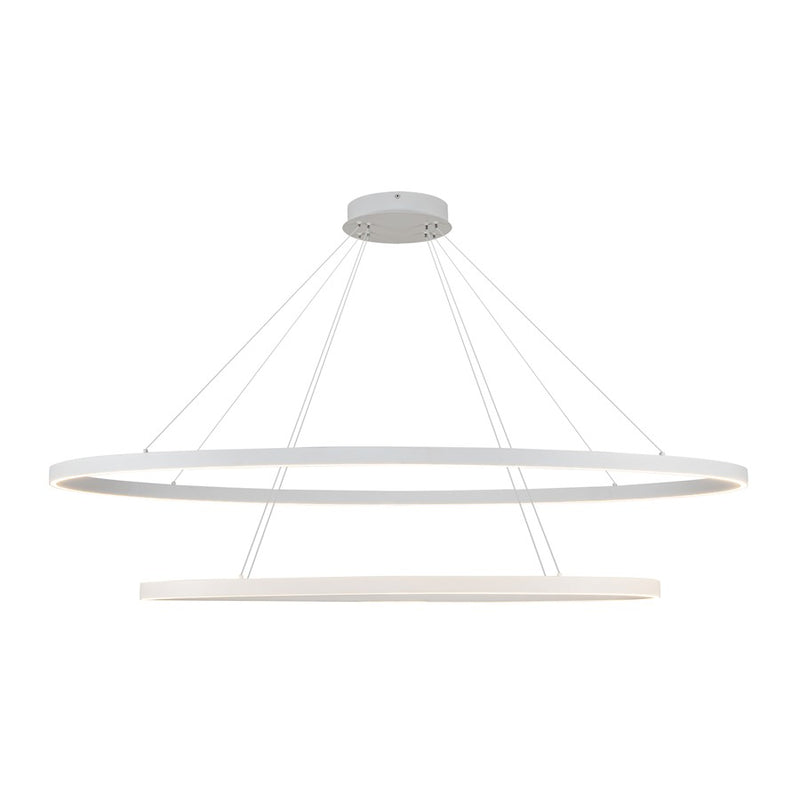 Kuzco Ovale 28in 2-Layer LED Chandelier | Modern White Aluminum and White Silicone Diffuser | Dining Room & Living Room | Model CH79253-WH