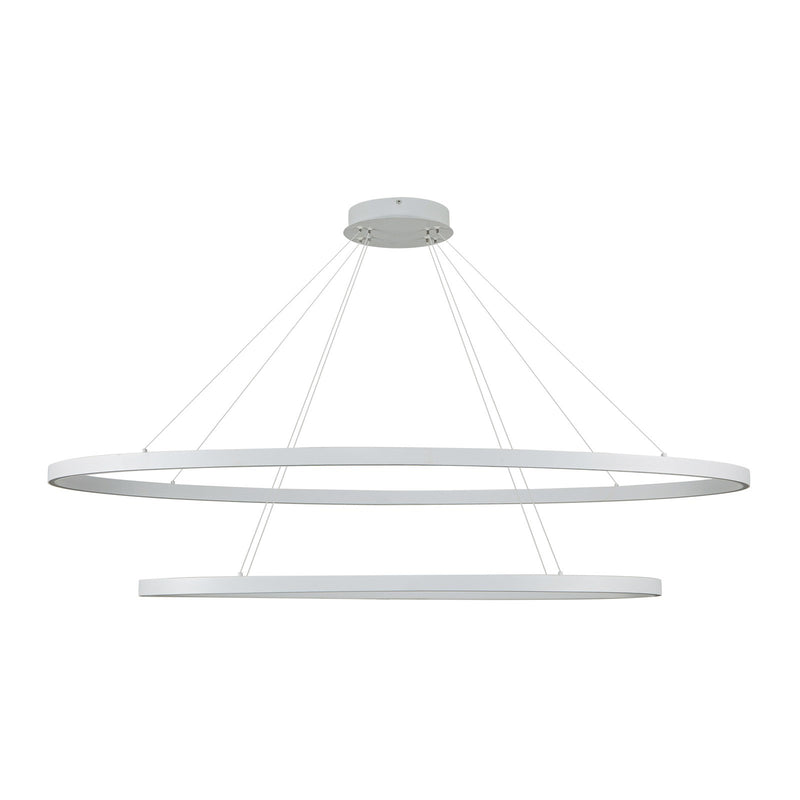 Kuzco Ovale 28in 2-Layer LED Chandelier | Modern White Aluminum and White Silicone Diffuser | Dining Room & Living Room | Model CH79253-WH