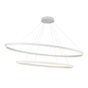 Kuzco Ovale 28in 2-Layer LED Chandelier | Modern White Aluminum and White Silicone Diffuser | Dining Room & Living Room | Model CH79253-WH