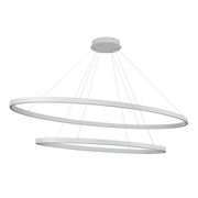 Kuzco Ovale 28in 2-Layer LED Chandelier | Modern White Aluminum and White Silicone Diffuser | Dining Room & Living Room | Model CH79253-WH