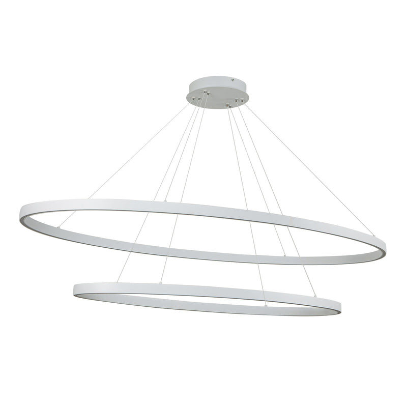 Kuzco Ovale 28in 2-Layer LED Chandelier | Modern White Aluminum and White Silicone Diffuser | Dining Room & Living Room | Model CH79253-WH