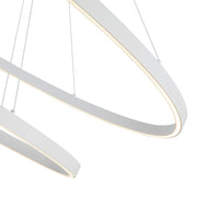 Kuzco Ovale 28in 2-Layer LED Chandelier | Modern White Aluminum and White Silicone Diffuser | Dining Room & Living Room | Model CH79253-WH