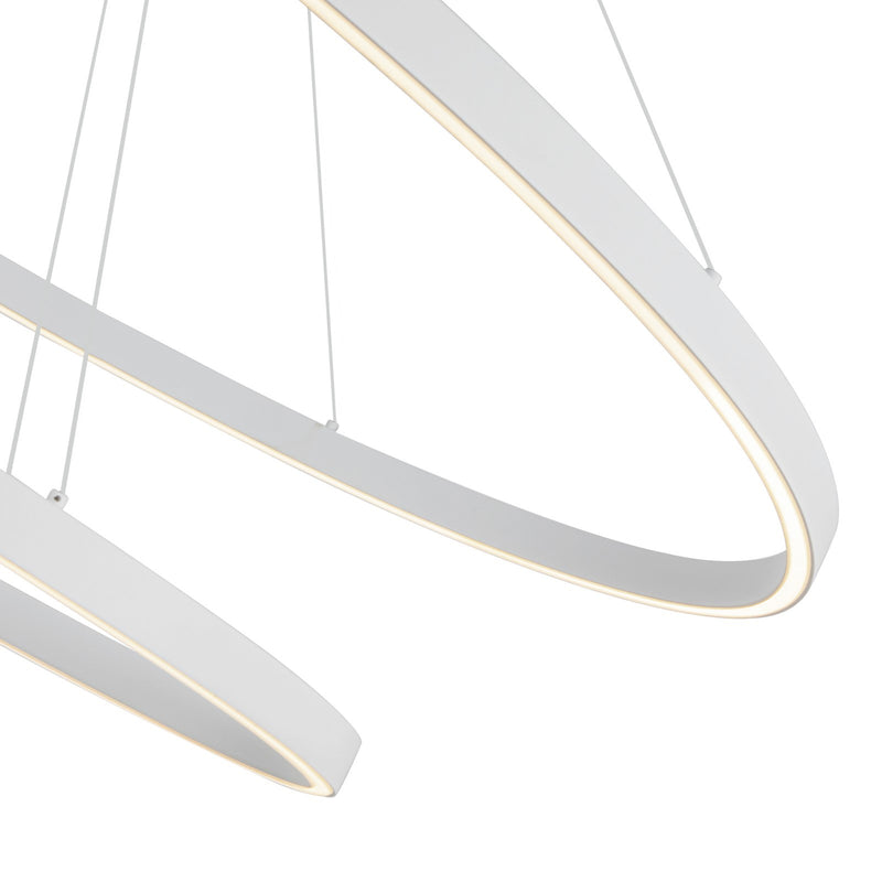 Kuzco Ovale 28in 2-Layer LED Chandelier | Modern White Aluminum and White Silicone Diffuser | Dining Room & Living Room | Model CH79253-WH