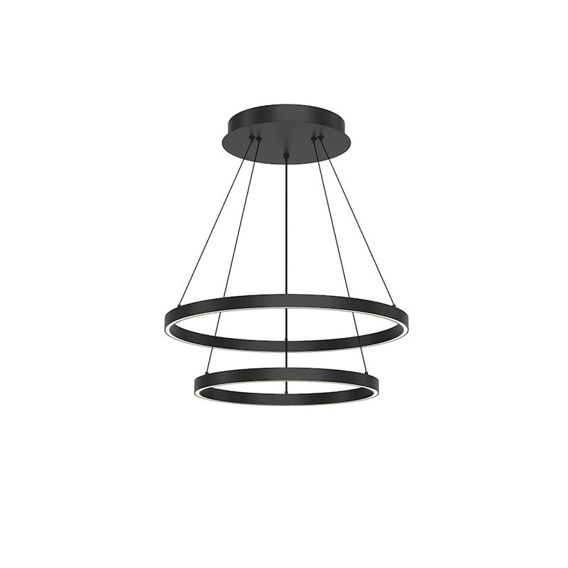 Kuzco Cerchio 24in LED Down Chandelier | Modern Black Aluminum and Frosted Silicone | Dining Room & Living Room | Model CH87224-BK