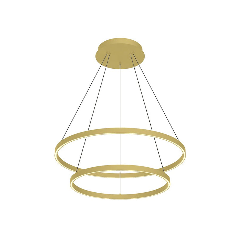 Kuzco Cerchio 32in 1-Light LED Down Chandelier | Brushed Gold Aluminum and Frosted Silicone Diffuser | Dining Room & Living Room | Model CH87832-BG