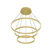 Kuzco Cerchio 32in 3-Tier LED Chandelier | Modern Brushed Gold and Frosted Silicone Diffuser | Dining Room & Living Room | Model CH87932-BG