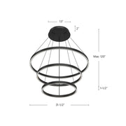 Kuzco Cerchio 32in 3-Tier LED Chandelier | Modern Brushed Gold and Frosted Silicone Diffuser | Dining Room & Living Room | Model CH87932-BG