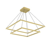 Kuzco Piazza 32in 1-Light LED Down Chandelier | Modern Brushed Gold Aluminum and Frosted Silicone Diffuser | Dining Room & Living | Model CH88232-BG
