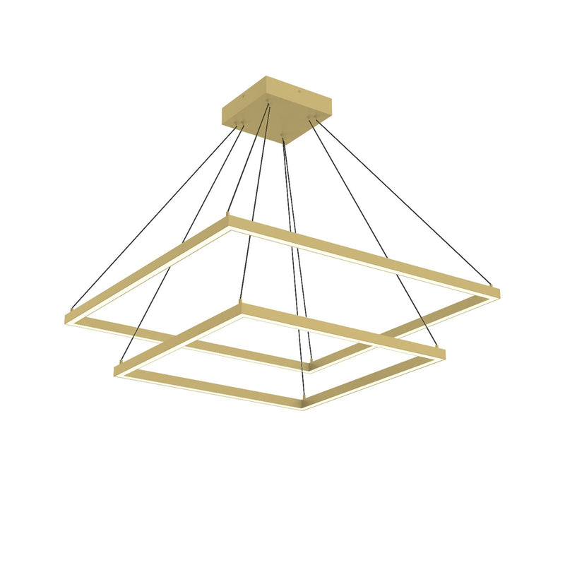 Kuzco Piazza 32in 1-Light LED Down Chandelier | Modern Brushed Gold Aluminum and Frosted Silicone Diffuser | Dining Room & Living | Model CH88232-BG