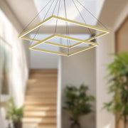 Kuzco Piazza 32in 1-Light LED Down Chandelier | Modern Brushed Gold Aluminum and Frosted Silicone Diffuser | Dining Room & Living | Model CH88232-BG