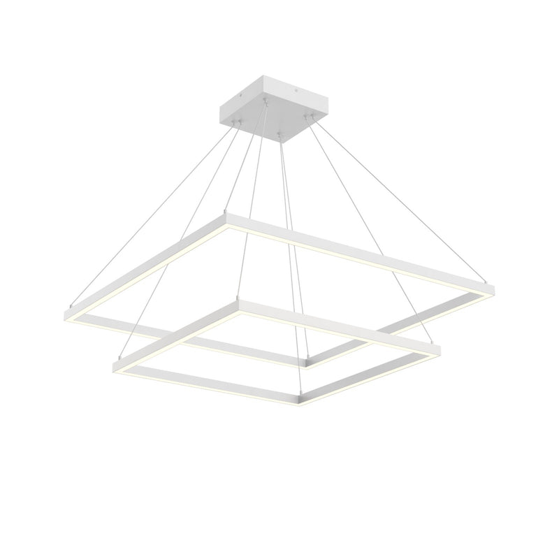 Kuzco Piazza 32in LED Down Chandelier | Modern White Aluminum and Frosted Silicone | Kitchen Island & Dining Room Linear Light | Model CH88232-WH