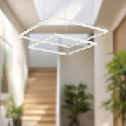 Kuzco Piazza 32in LED Down Chandelier | Modern White Aluminum and Frosted Silicone | Kitchen Island & Dining Room Linear Light | Model CH88232-WH