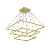 Kuzco Piazza 32in 1-Light LED Chandelier | Modern Brushed Gold Aluminum and Frosted Silicone Diffuser | Kitchen Island & Dining | Model CH88332-BG