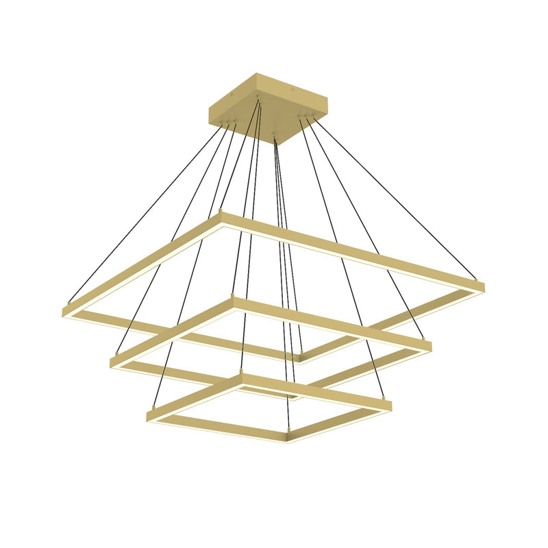 Kuzco Piazza 32in 1-Light LED Chandelier | Modern Brushed Gold Aluminum and Frosted Silicone Diffuser | Kitchen Island & Dining | Model CH88332-BG