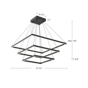 Kuzco Piazza 32in 1-Light LED Chandelier | Modern Brushed Gold Aluminum and Frosted Silicone Diffuser | Kitchen Island & Dining | Model CH88332-BG