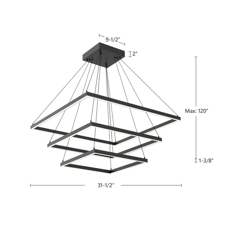 Kuzco Piazza 32in 1-Light LED Chandelier | Modern Brushed Gold Aluminum and Frosted Silicone Diffuser | Kitchen Island & Dining | Model CH88332-BG