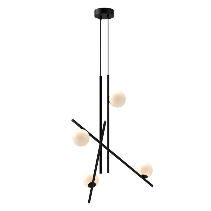Kuzco Amara 32" LED Chandelier, Black/Glossy Opal Glass - CH89832-BK-GO-UNV