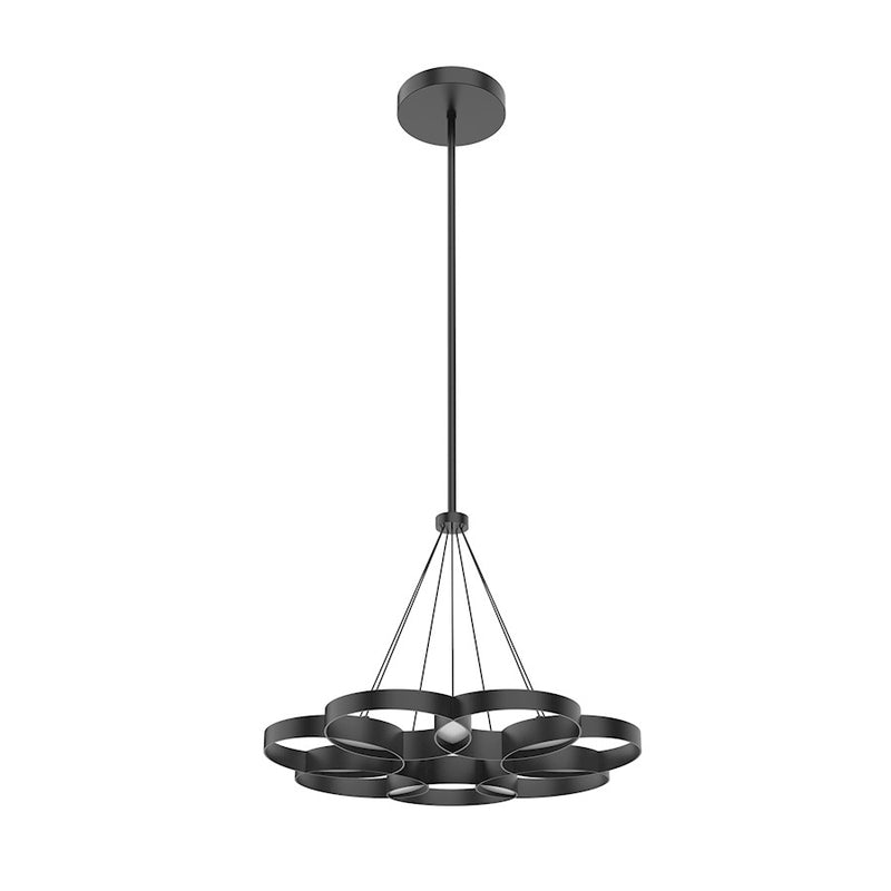Kuzco Maestro 26in LED Chandelier | Black Steel and Frosted PC Diffuser | Dining Room & Living Room | 20 x 25.75 in | Model CH90826-BK
