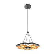Kuzco Maestro 26in LED Chandelier | Modern Black and Gold Metal with Frosted PC Diffuser | Living Room & Dining Room | 4250lm | Model CH90826-BK-GD