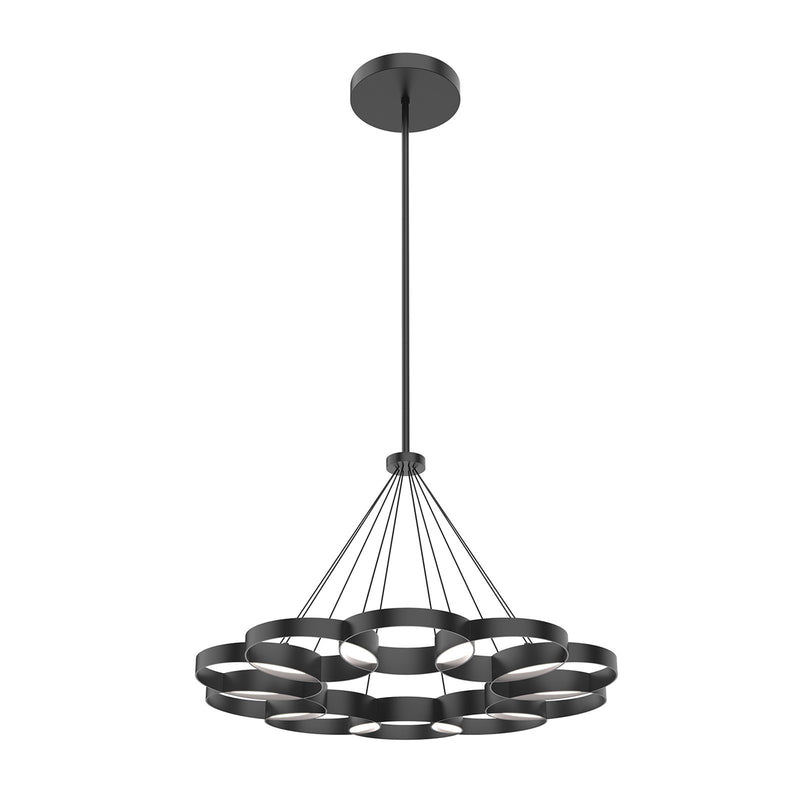 Kuzco Maestro 33in LED Chandelier | Black Frosted PC Diffuser | Living Room & Dining Room | 6375lm 3000K 90CRI Dimmable | Model CH90833-BK