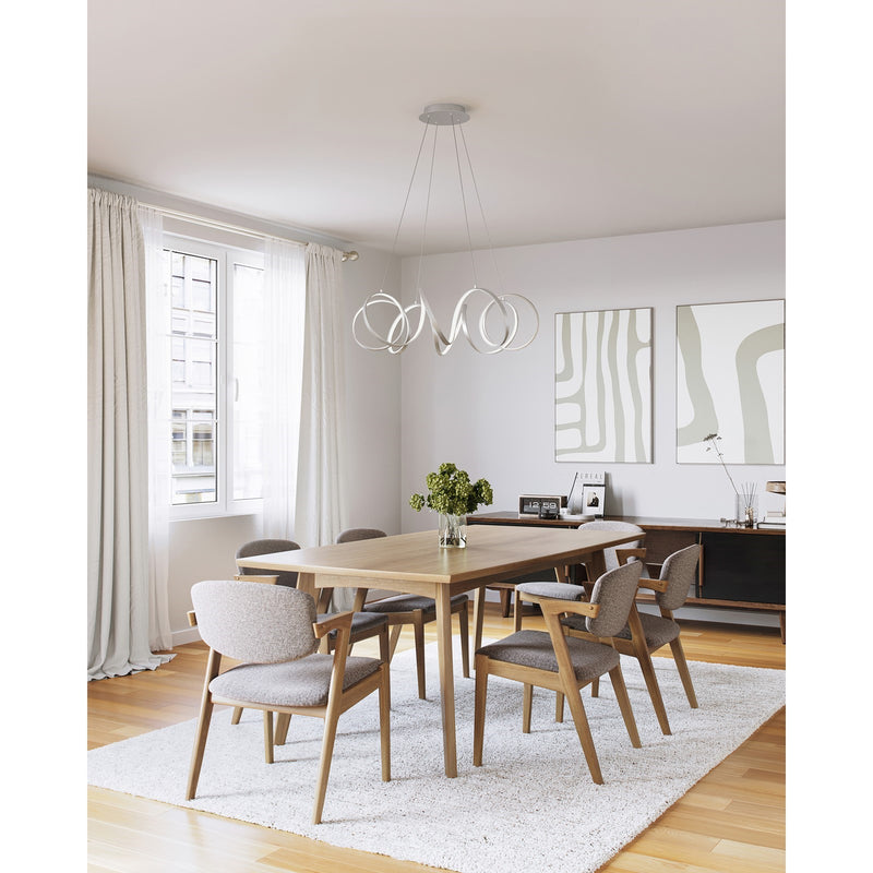 Kuzco Synergy 34in LED Chandelier | Antique Silver Aluminum and Frosted Acrylic | Dining Room & Living Room | 9.75 x 34.25 in | Model CH93834-AS