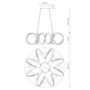 Kuzco Synergy 34in LED Chandelier | Antique Silver Aluminum and Frosted Acrylic | Dining Room & Living Room | 9.75 x 34.25 in | Model CH93834-AS