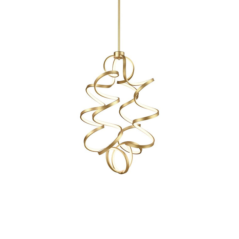 Kuzco Synergy 23in LED Chandelier | Antique Brass Aluminum and Frosted Acrylic | Dining Room & Living Room | 34.6 x 23.6 in | Model CH93934-AN