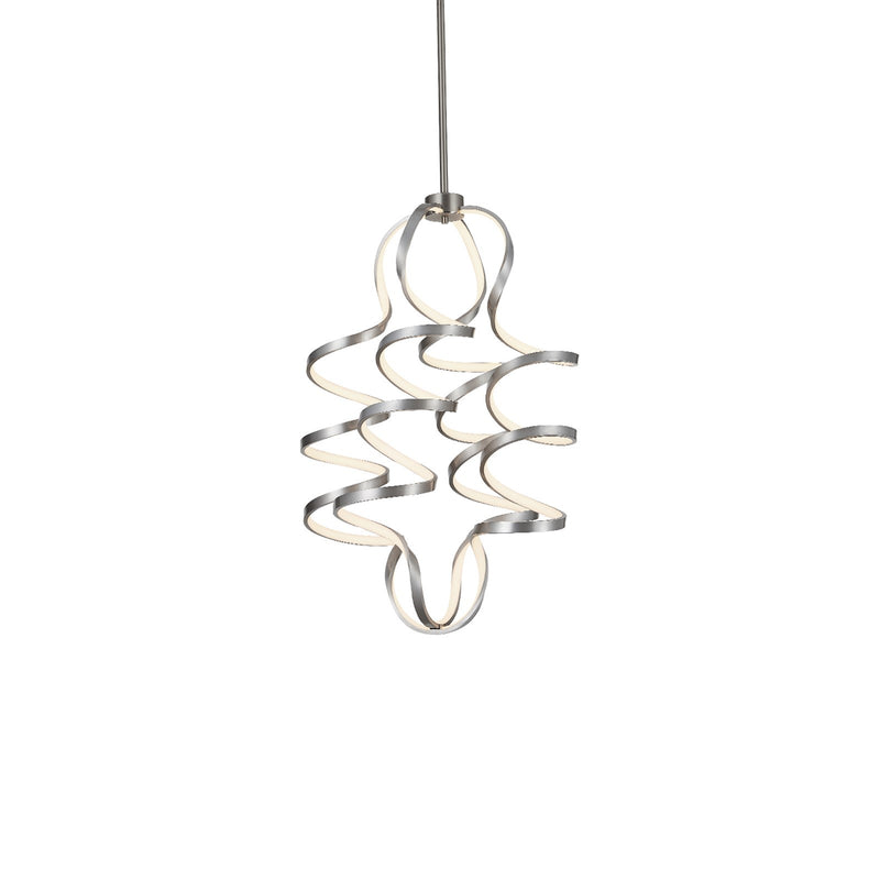Kuzco Synergy 23in LED Chandelier | Contemporary Antique Silver Aluminum and Frosted Acrylic | Living Room & Dining Room | 8500lm | Model CH93934-AS
