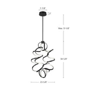 Kuzco Synergy 23in LED Chandelier | Contemporary Antique Silver Aluminum and Frosted Acrylic | Living Room & Dining Room | 8500lm | Model CH93934-AS