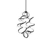 Kuzco Synergy 23in LED Chandelier | Modern Black Aluminum and Frosted Acrylic Diffuser | Dining Room & Living Room | 8500lm 3000K | Model CH93934-BK