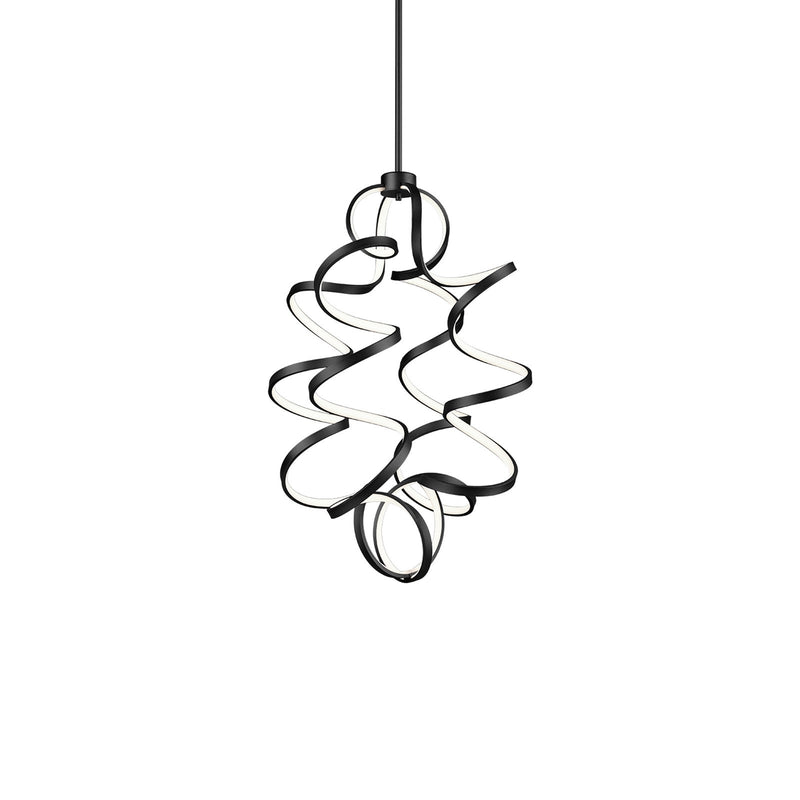 Kuzco Synergy 23in LED Chandelier | Modern Black Aluminum and Frosted Acrylic Diffuser | Dining Room & Living Room | 8500lm 3000K | Model CH93934-BK