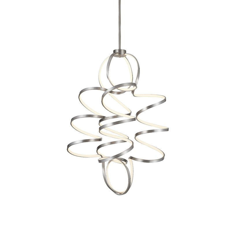 Kuzco Synergy 41in LED Chandelier | Antique Silver Aluminum and Frosted Acrylic Diffuser | Dining Room & Living Room | Model CH93941-AS