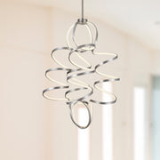 Kuzco Synergy 41in LED Chandelier | Antique Silver Aluminum and Frosted Acrylic Diffuser | Dining Room & Living Room | Model CH93941-AS