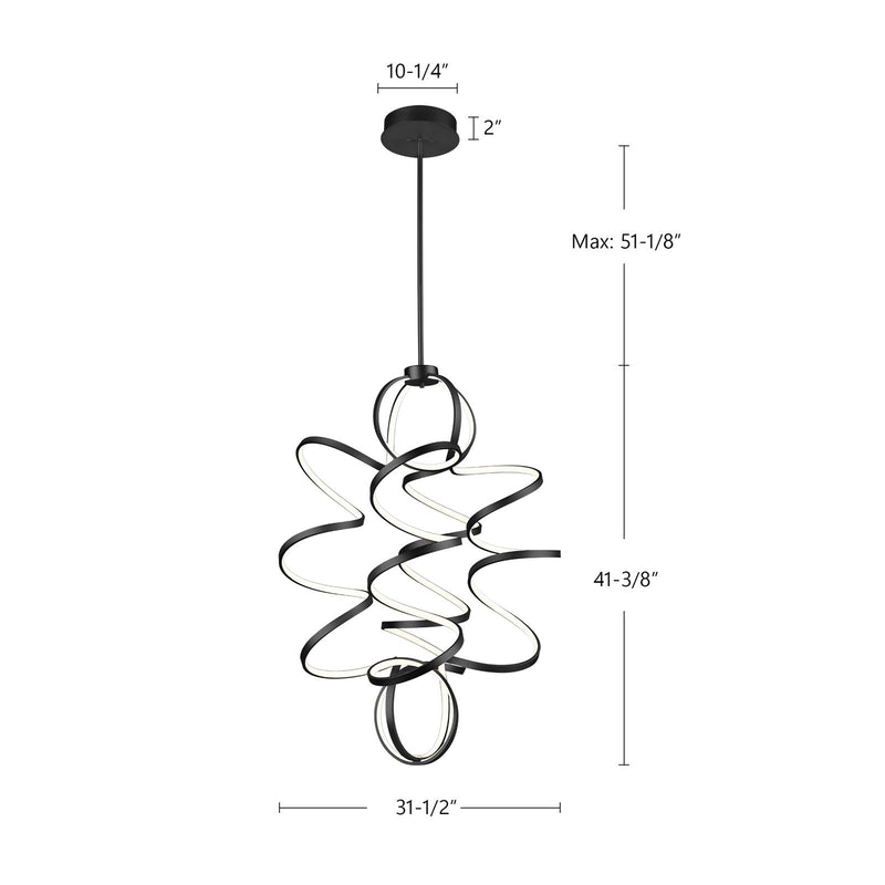 Kuzco Synergy 41in LED Chandelier | Antique Silver Aluminum and Frosted Acrylic Diffuser | Dining Room & Living Room | Model CH93941-AS