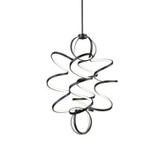 Kuzco Synergy 41in LED Chandelier | Modern Black Aluminum and Frosted Acrylic | Dining Room & Living Room | 41.38 x 31.5 in | Model CH93941-BK