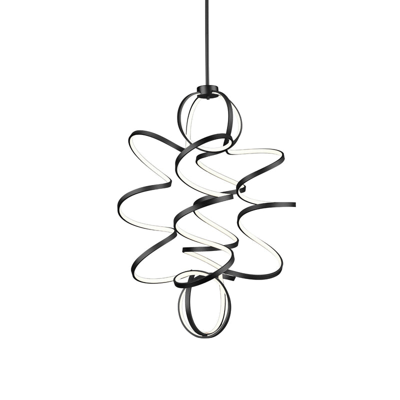 Kuzco Synergy 41in LED Chandelier | Modern Black Aluminum and Frosted Acrylic | Dining Room & Living Room | 41.38 x 31.5 in | Model CH93941-BK