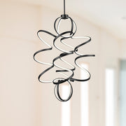 Kuzco Synergy 41in LED Chandelier | Modern Black Aluminum and Frosted Acrylic | Dining Room & Living Room | 41.38 x 31.5 in | Model CH93941-BK