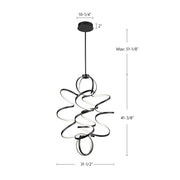 Kuzco Synergy 41in LED Chandelier | Modern Black Aluminum and Frosted Acrylic | Dining Room & Living Room | 41.38 x 31.5 in | Model CH93941-BK