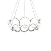 Kuzco Oros 29in LED Chandelier | Antique Silver Aluminum and White Acrylic Diffusers | Dining Room & Living Room | 29.12 x 7.88 in | Model CH94829-AS