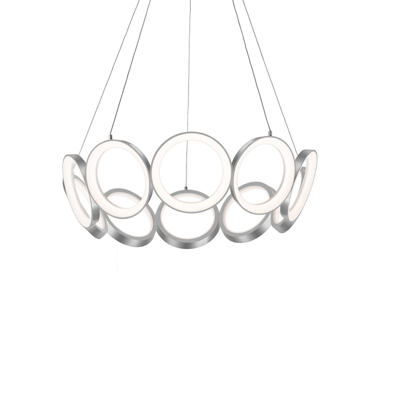 Kuzco Oros 29in LED Chandelier | Antique Silver Aluminum and White Acrylic Diffusers | Dining Room & Living Room | 29.12 x 7.88 in | Model CH94829-AS