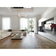 Kuzco Oros 29in LED Chandelier | Antique Silver Aluminum and White Acrylic Diffusers | Dining Room & Living Room | 29.12 x 7.88 in | Model CH94829-AS
