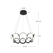 Kuzco Oros 29in LED Chandelier | Antique Silver Aluminum and White Acrylic Diffusers | Dining Room & Living Room | 29.12 x 7.88 in | Model CH94829-AS