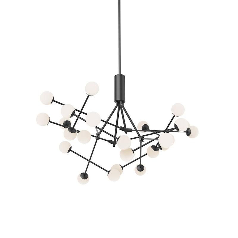 Kuzco Moto 39in LED Chandelier | Black Aluminum and Opal Glass | Living Room & Dining Room | 39.62 x 39.62 x 25.25 in | Model CH97139-BK